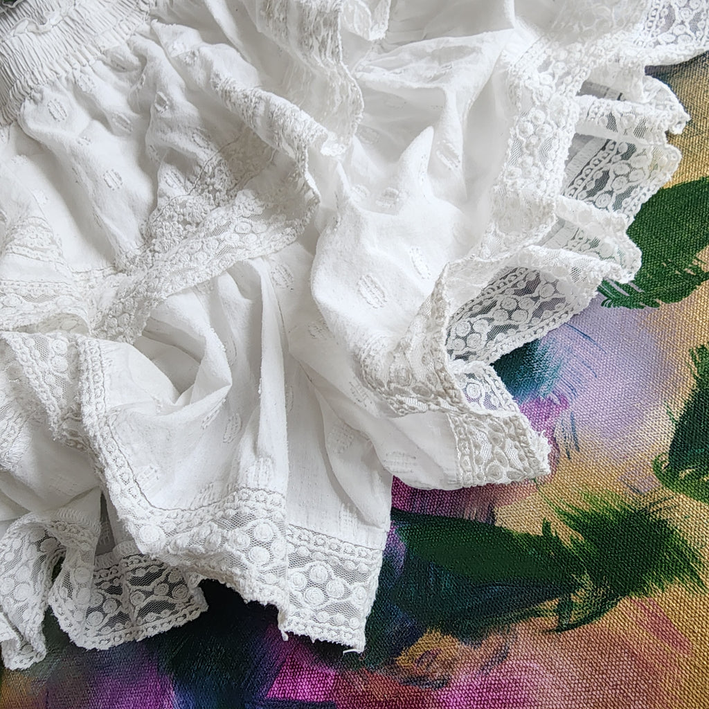 Victorian Bloomers / Designer Vintage Boho White Cotton Lace Magnolia Style Victorian Bloomers with Ruffles