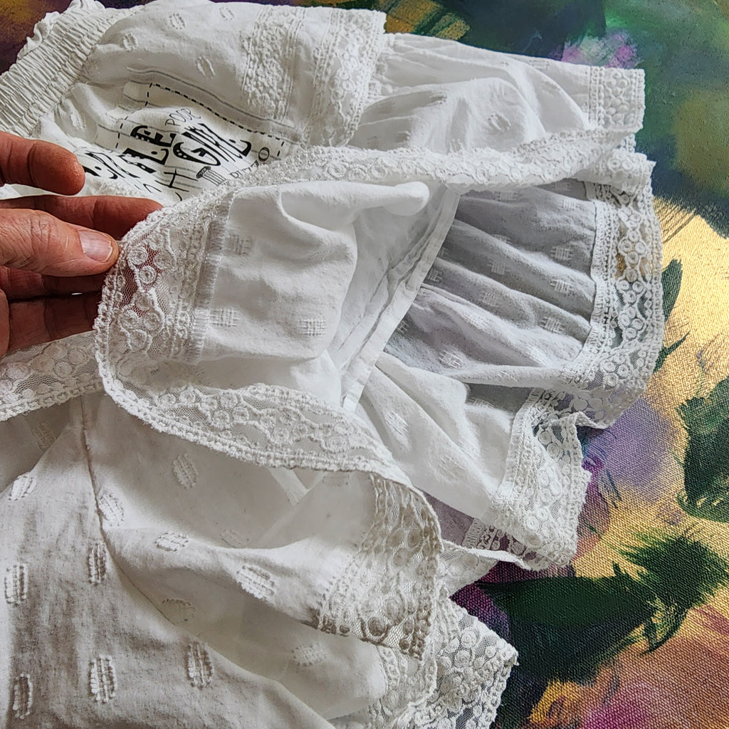 Victorian Bloomers / Designer Vintage Boho White Cotton Lace Magnolia Style Victorian Bloomers with Ruffles