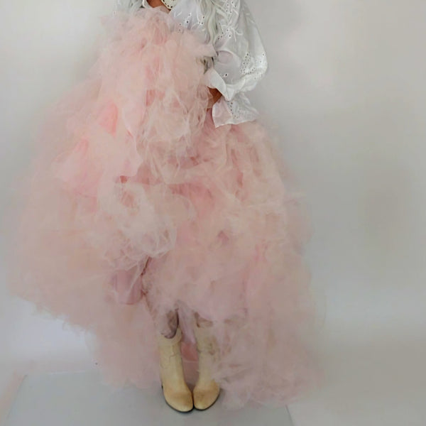 Mary Shelley Phantom / Designer Rose Tulle Skirt Large Volume high/low Romantic Victorian Boho Maxi