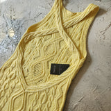 Lemon Love / Designer Slow Knitted Hand Crochet Yellow Dress Luxury Resort Wear Unique Authentic Design