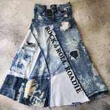 ROCK and ROLL ROADIE / Upcycled Couture Maxi Skirt Artisan Patchwork Shabby Chic Rustic Visvim Sustainable Concept Boro Techniques