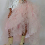 Mary Shelley Phantom / Designer Rose Tulle Skirt Large Volume high/low Romantic Victorian Boho Maxi