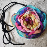 Rainbow Rose / Boho Rose Choker Flower Tie Brooch Clip Jabot Magnolia Apple Blossom Upcycled Concept Store