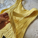 Lemon Love / Designer Slow Knitted Hand Crochet Yellow Dress Luxury Resort Wear Unique Authentic Design