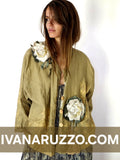 Artisan Approach / Designer Blazer Unique Concept Wear Large 3D White Rose Linen Avangard Fashion Shabby Chic Jacket