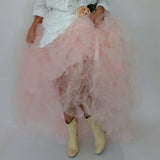 Mary Shelley Phantom / Designer Rose Tulle Skirt Large Volume high/low Romantic Victorian Boho Maxi