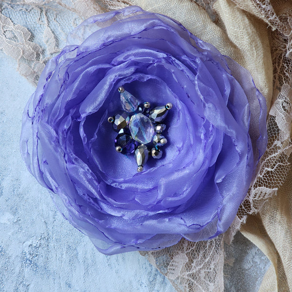 Wild Flower  / Boho Rose Choker Flower Brooch Clip Upcycled Magnolia Apple Blossom Upcycled Concept Store Made in USA